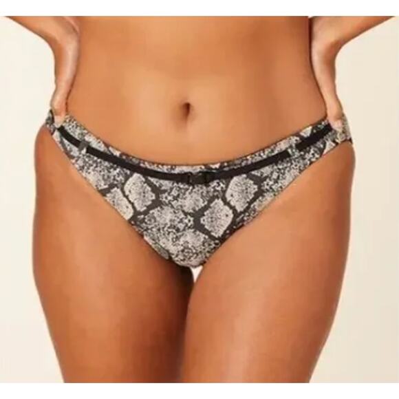 NWT Andie Swim The Riviera Belted Mid Rise Bikini Bottom Snake Print Size L - Picture 1 of 5